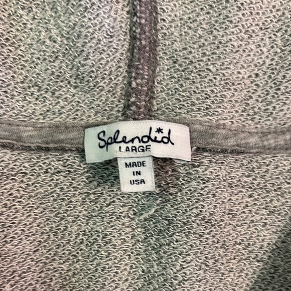 Splendid Sweatshirt Hoodie Striped Trim Lace Up Front Size L - Picture 6 of 8